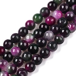 Фиолетовый Окрашенные природные белый нефрит бисер пряди, два тона, круглые, фиолетовые, 4.5x4~4.5 мм, отверстие : 0.8 мм, около 90~91 шт / нитка, 14.76~14.92'' (37.5~37.9 см)
