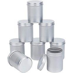 Platinum Round Aluminium Tin Cans, Aluminium Jar, Storage Containers for Cosmetic, Candles, Candies, with Screw Top Lid, Platinum, 7x8.5cm, 350ml, 8pcs/box