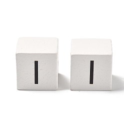 Letter I Древесина европейского бисера, бусины с большим отверстием, куб с письмом, Буква "i", 30.5x30.5x29.5~30.5 мм, отверстие : 5 мм