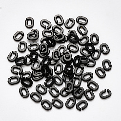 Noir Anneaux de liaison acryliques opaques, connecteurs à liaison rapide, pour la fabrication de chaînes de câble, ovale, noir, 9x6.5x2mm, diamètre intérieur: 5 mm
