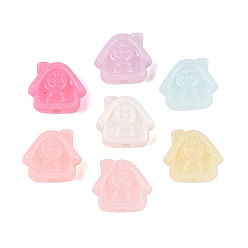 Mixed Color Imitation Jelly Plastic Beads, House, Mixed Color, 16x17.5x7mm, Hole: 2.5mm, about 500pcs/500g
