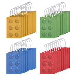 (52) Непрозрачная лаванда 36шт. 4 цветные бумажные подарочные пакеты, пакеты для упаковки покупок, прямоугольник с узором из строительных блоков, разноцветные, 30 см, мешок: 15x7.8x21 см, 9 шт / цвет