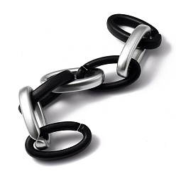 Серебро Непрозрачная акриловая цепочка ручной работы из акрила, для изготовления ювелирных изделий, матовые, овальные, серебро и черный, ссылка: 35x19x6 mm, 39.37 дюйм (1 м) / прядь