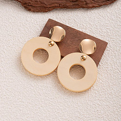 Ring Серьги-гвоздики из дерева и железа, золотые, кольцо, 50x36 мм