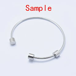 Stainless Steel Color Eco-Friendly 316 Surgical Stainless Steel Cuff Bangle Making, with Removable Column Beads, Long-Lasting Plated, Stainless Steel Color, 2-1/2 inch(63mm)
