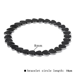 Сердце Браслеты из синтетических немагнитных гематитовых бусин для мужчин, сердце, 7.48 дюйм (19 см)