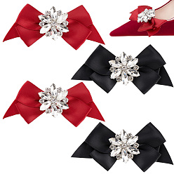 (52) Непрозрачная лаванда 2 пары 2 цветные банты полиэстер украшения для обуви, съемные пряжки для обуви, с железом, сплавом и стеклом, разноцветные, 50x111x18 мм, 1 пара / цвет