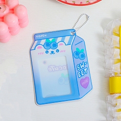 Other Fruits Пластиковый брелок для фотокарт, с шариковыми цепями и прямоугольным прозрачным окном, форма коробки молока, Плут синий, фрукты шаблон, 123x96 мм, внутренний диаметр: 90x83 мм