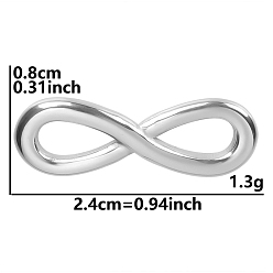 Stainless Steel Color Non-Tarnish 304 Stainless Steel Linking Rings, Infinity, Stainless Steel Color, 24x8x2mm
