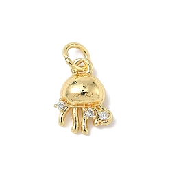 Jellyfish Латунные микро проложить кубического циркония прелести, без кадмия и без свинца, реальный 18 k позолоченный, с целью перехода в кольце, медуза, 12x9x4 мм, отверстие : 3 мм