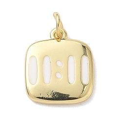 Белый Латунная эмаль 11:11 подвески, квадратные подвески с соединительными кольцами, стойки покрытие, без кадмия и без свинца, долговечный, реальный 18 k позолоченный, белые, 15.5x13.5x2.5 мм, отверстие : 3.5 мм