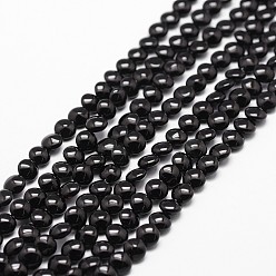 Black Onyx Бусины из натурального черного оникса, класс А, окрашенная и подогревом, плоско-круглые, 6x4 мм, отверстие : 1 мм, около 65 шт / нитка, 15.16 дюйм ~ 15.35 дюйм