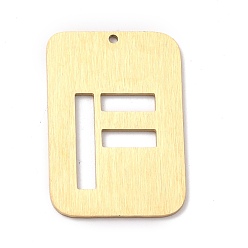 Letter F Ionenbeschichtung (IP) 304 Edelstahlanhänger, Rechteck mit Alphabet, hohl, Buchstabe f, 32x22x1 mm, Bohrung: 1.5 mm