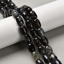 Черный Природных вены драконов агат бисер нитей, окрашенная и подогревом, рис, чёрные, 9.5~10.5x13.5~14 мм, отверстие : 1 мм, около 27~28 шт / нитка, 15.16'' (38.5 см) ~ 15.28'' (38.8 см)