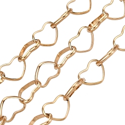 Real 18K Gold Plated 304 Stainless Steel Heart Link Chains, with Spool, Ion Plating(IP), Long-Lasting Plated, Real 18K Gold Plated, 8x6x1mm, about 32.81 Feet(10m)/Roll