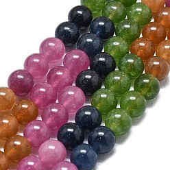 Разноцветный Натуральный Malaysia нефритовые бусы пряди, окрашенная и подогревом, круглые, красочный, 14 мм, отверстие : 1.5 мм, около 27 шт / нитка, 14.96 дюйм (38 см)