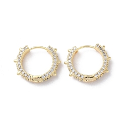 Настоящее золото 18K Латунные микро проложить серьги обруча кубического циркония, кольцо, реальный 18 k позолоченный, 15.5x4 мм