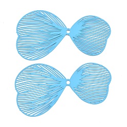 Небесно-голубой Распыленные окрашенные железные подвески, бантом, голубой, 28x50x0.5 мм, отверстие : 1.8 мм