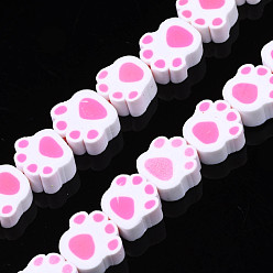 Орхидея Ручной полимерные нити глины шарик, отпечаток лапы, сиреневые, 6.5~11x9~11.5x4~5 мм, отверстие : 1.6 мм, около 39 шт / нитка, 14.37 дюйм ~ 15.35 дюйм (36.5~39 см)