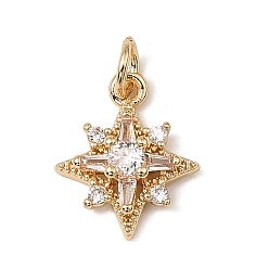 Звезда Латунные микро проложить кубического циркония прелести, реальный 14 k позолоченный, с целью перехода в кольце, звезда, 14.5x12x4 мм, отверстие : 3.2 мм