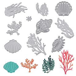 Нержавеющая Сталь Цвет 2 стили океан тематика трафареты для резки, для diy scrapbooking, Фотоальбом, декоративная бумага для тиснения, формы раковины, цвет нержавеющей стали, 92~100x34~110x0.8 мм