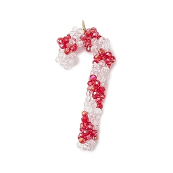 Светло-Вишневый Стеклянные подвески, шоколадная конфета, с открытыми пружинными кольцами из нержавеющей стали 304, граненые, реальный 18 k позолоченный, светло-вишневый, 52~54x24.5~25.5x7 мм, отверстие : 5 мм