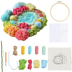 (52) Непрозрачная лаванда Наборы для начинающих по вышивке иглой в технике пуансона для изготовления подставок под кружки своими руками, В комплект входят пяльцы, нитки и иголка для вышивания., ткань, разноцветные, 202x205x1 мм