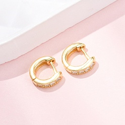 Золотой 925 Серьги-кольца из стерлингового серебра с микропаве и прозрачными фианитами, золотые, 9x2 мм