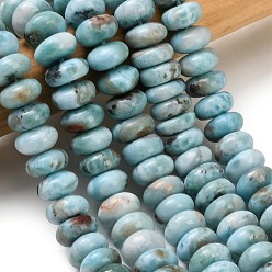 Larimar Natural Larimar Beads Strands, Smooth Rondelle, 8.5~9x5.5~6mm, Hole: 0.9mm, about 77pcs/strand, 15.55''(39.5cm)