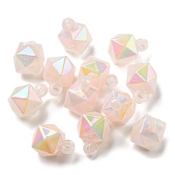 Персиковый Слойка Акриловые подвески, многоугольник, розовые, 21x16x16 мм, отверстие : 3.6 мм