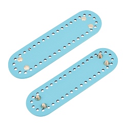 Небесно-голубой Овальная длинная нижняя часть сумки из искусственной кожи, для вязания сумки, женские сумки ручной работы поделки аксессуары, голубой, 180x50x4 мм, отверстие : 4.5 мм