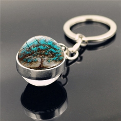 Темно-бирюзовый Стеклянный двухсторонний шариковый брелок, темные бирюзовый, 8x2 см