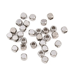 Нержавеющая Сталь Цвет Устойчивы к потускнению 304 разделительные бусины из нержавеющей стали, кубические, цвет нержавеющей стали, 4x4x4 мм, отверстие : 2 мм