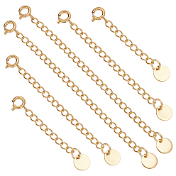 Настоящее золото 18K 6 шт. 3 стили 304 конец из нержавеющей стали с цепями, плоско-круглые, реальный 18 k позолоченный, 45~95 мм