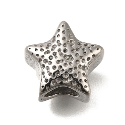 Античное Серебро 304 из нержавеющей стали европейские шарики, бусины с большим отверстием, звезда, античное серебро, 12x12x8.5 мм, отверстие : 5 мм