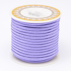 Лиловый Плетеные шнуры полиэфира, круглые, сирень, 3 мм, около 8.74 ярдов (8 м) / рулон