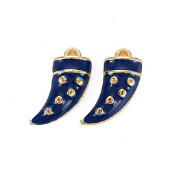 Полуночно-синий Стойки обшивки сплава эмали подвески, без кадмия, без никеля и без свинца, перец, золотой свет, темно-синий, 19.5x13x4.5 мм, отверстие : 1.5 мм