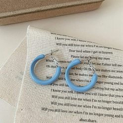 Темно-Голубой Серьги-кольца из эпоксидного сплава, платина, глубокое синее небо, 30 мм