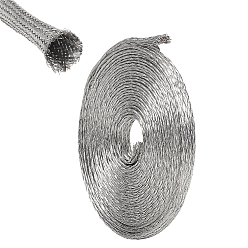 Platinum 10M Brass Flat Tinned Braided Wire, Flexible Shielding Ground Wire Mesh, Platinum, 4x1mm, about 32.81 Feet(10m)/Roll