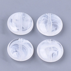 Белый Акриловые бусины, имитация драгоценных камней, плоско-круглые, прозрачный и белый, 20x7.5 мм, Отверстие : 1.6 мм , около 265 шт / 500 г