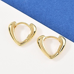 Настоящее золото 18K Латунные серьги-кольца в форме сердца, без кадмия и без свинца, долговечный, стойки покрытие, реальный 18 k позолоченный, 14.5x16.5x4.5 мм