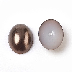 Coconut Brown ABS Plastic Imitation Pearl Cabochons, Oval, Coconut Brown, 8x6x2mm, about 5000pcs/bag