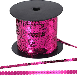 Фуксин 1 рулоны пластиковых пайеток/цепочек из пайеток, AB цвет, фуксиново-красные, 6 мм, 1roll / комплект