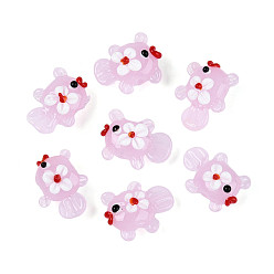 Pink Бусы лэмпворк ручной работы, рыба и цветок, розовые, 16~19x20.5~24x11~14 мм, отверстие : 1.2~2 мм, около 19~20 шт / нитка, 10.24~11.22 дюйм (26~28.5 см)