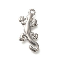 Нержавеющая Сталь Цвет Антикоррозийные 304 подвески из нержавеющей стали, очарование геккона, цвет нержавеющей стали, 27x12x3.4 мм, отверстие : 2 мм