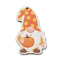 Тыква Древесины подвески, тема благодарения, оранжевые, тыква, 55x34x2.5 мм, отверстие : 2 мм