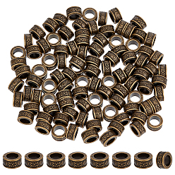 Античная Бронза 100шт. тибетских сплавных европейских бусин, бусины с большим отверстием, колонке с цветком, античная бронза, 8x4x8 мм