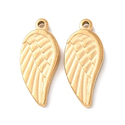 Настоящее золото 18K 304 подвески из нержавеющей стали, крылатые прелести, ионное покрытие (ip), реальный 18 k позолоченный, 22.5x10x3 мм, отверстие : 2 мм
