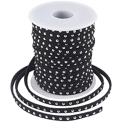 Black 1Roll Micro-Fiber Carding Machine Lace Trim, with Alloy Finding for Backpacks, Clothes Accessories, with 1Pc Organza Gift Bags, Black, 1/4 inch(5mm), about 20.00 Yards(18.29m)/Set