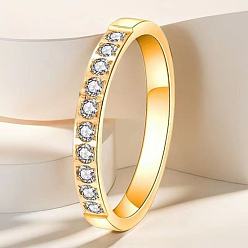 Золотой Женские кольца из нержавеющей стали с кристаллами и стразами, золотые, размер США 7 (17.3 мм)